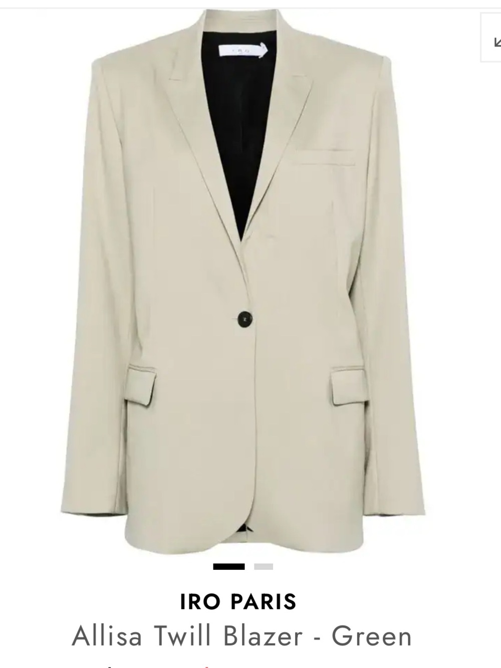 IRO Paris Allisa Twill Blazer Green Size EU 36 US 4 NWOT Oversize Fit